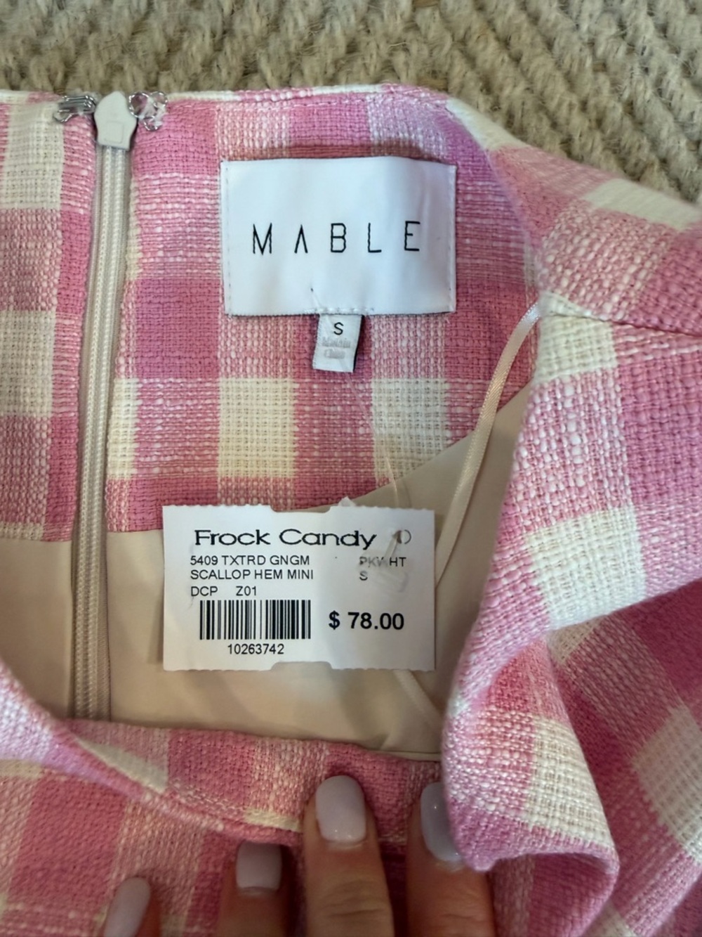 Mabel Pink And White Gingham Scallop-Hem Mini Dress View 3